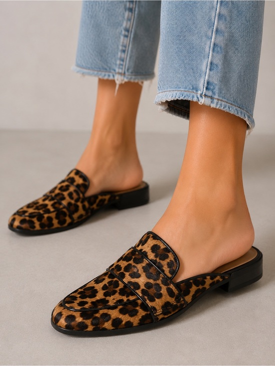 Franco Sarto Shoes - Franco Sarto Leopard Print Calf Hair Mule Loafers Size 6